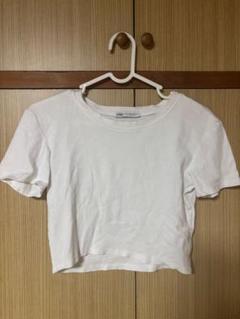 ZARA ホワイト クロップドTシャツ　腹見せ　ショート丈のサムネイル
