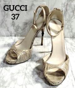 GUCCI ヘビ柄 パイソン ハイヒール 37㌢ 23.5㌢ ベージュ GUCCI ヘビ柄 パイソン ハイヒール 37㌢ 23.5㌢ ベージュ - メルカリ