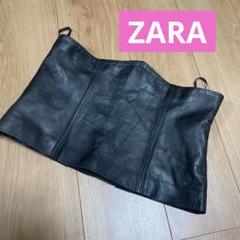 ZARA【ザラ】ブラックレザー チューブトップ ベアトップ ビスチェ L ZARA - 【新品タグ付き】ZARA フェイクレザービスチェBLACK の
