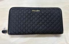 【美品】プラダ 長財布 ラウンドファスナー キルティング ロゴ 金具 水色 pr-ko200728-1.jpg