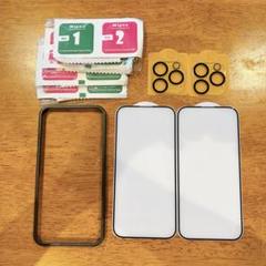 ❣️ iPhone15 Pro ガラスフィルム カメラフィルム 2枚 極細黒縁