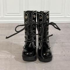 1/6ドール用　編み上げロングブーツ　エナメル黒　シューズ　靴　ブライスにのサムネイル
