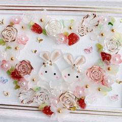 ♡いちごの国のオーロラうさぎ姫♡シーグラスアート 姉妹