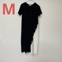 【デザイン素敵】FASHION&BEST ブラック/ホワイト ワンピース 半袖M