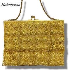 銀座白牡丹 Hakubotan ハンドバッグ パーティバッグ ゴールド　金