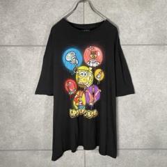 スポンジ・ボブ　半袖　Tシャツ　キャラ勢揃い　アニメT　プリント　オーバーサイズ