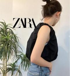 ZARA ナイロン クロップドトップス ブラック