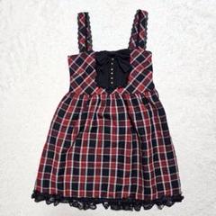 【当時品】TRALALA チェックワンピース 当時品〗TRALALA リボン付きピンク系チェックミニワンピース