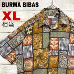 o13 US古着 BURMA BIBAS 総柄 半袖シャツ 太陽 マルチカラー