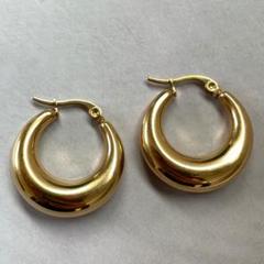 ピアス　フープ　gold　チャンキー　ステンレス　大きめのサムネイル