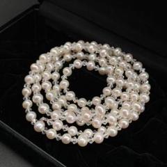 (美品) アコヤ真珠 Silvaー刻印 ライス パール 5mmロングネックレス