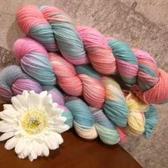 メリノウール 3カセ ハンドメイド 手染め ソックヤーン 編み物