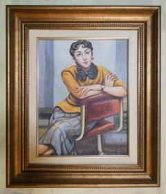 絵画　 油彩　小山敬三「婦人像」サイン　F6サイズ　額装済み 肉筆手描き 絵画 油彩 小山敬三「婦人像」サイン F6サイズ 額装済み 肉筆