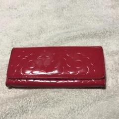 マリークワント　エナメル　レザー　パース　がま口　長財布　レッド MARY QUANT マリークワント マリクワ 財布 ウォレット パース