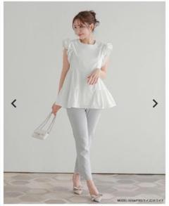 Fitmore ショルダーフリルティアードトップス　ホワイト ショルダーフリルティアードトップス（その他トップス）｜Fit