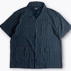 極美品 RRL Indigo Print Jersey Camp Shirt S 極美品 RRL Indigo Print Jersey Camp Shirt M - メルカリ