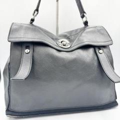 YSL サンローラン ブラック レザー キャンバス ハンドバッグ フラップ式
