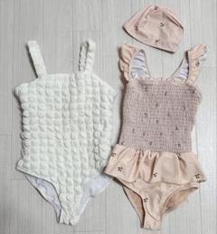 ❤️130❤️2点セット❤️キッズ水着❤️チェリー柄❤️ポップコーン生地❤️ワンピース水着❤️