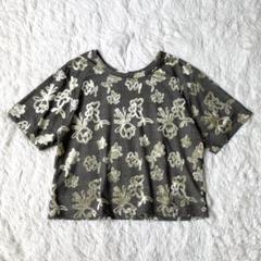 Kastane カスタネ ベロアフラワーTEE Tシャツ クロップド