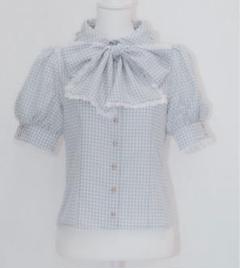 meltie おきまりリボンタイブラウス　blue gray