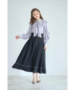 tocco closet ニュアンスフラワープリントシアーボウタイリボンブラウス