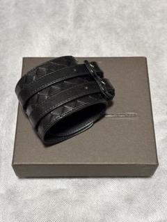 横*ん様 【美品】Bottega Veneta メンズバングル レザー ブラック 横*ん様 【美品】Bottega Veneta メンズバングル レザー
