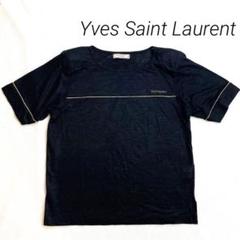 90s イヴサンローラン リネン100% Tシャツ 金糸パイピング 福助製