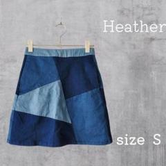 Heather ヘザー ミニスカート (Ｓ) 台形 デニム パッチワーク 秋