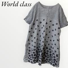 ワールドクラス シャツ ブラウス チュニック グレー 【M】 花柄 半袖