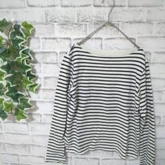 【UNIQLO】ユニクロ　レディース　ボーダーボートネックT　Sコットン100%