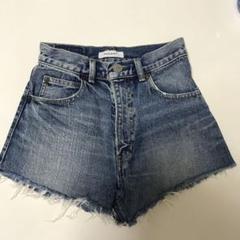 MOUSSY フリンジ付き　ハイウエストショートパンツ　デニム　ビンテージ加工 MOUSSY フリンジ付き ハイウエストショートパンツ デニム