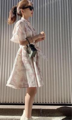 ✨ eimy istoire Paris patternフレアースリーブワンピ