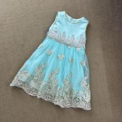 発表会　結婚式　パーティー　ミントグリーン　刺繍　キッズ　ドレス　130
