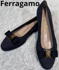 美品 SalvatoreFerragamo ラバー バレエシューズ ヴァラリボン FERRAGAMO フェラガモ バレエシューズ リボン 靴 Salvatore