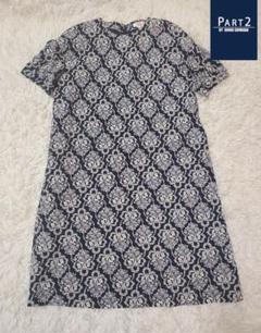 お値下！オシャレ！綿白長袖ワンピース！島田順子！