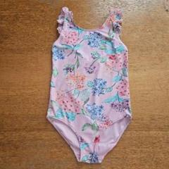 ネクスト　140 花柄フリル付き水着 ピンク