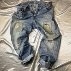【希少・レア】BLUE BLUE パッチワーク　リペア加工　ダメージ　デニム 希少・レア】BLUE BLUE パッチワーク リペア加工 ダメージ デニム