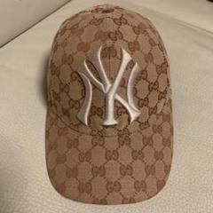 GUUCIｘNY Yankees GGキャンバス ベースボール キャップ 未使用 GUUCIxNY Yankees バタフライ刺繍 ベースボール キャップ