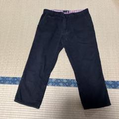 黒いコットンパンツ チェック裏地