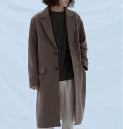 WYM LIDNM ダークブラウン チェスターコート(サイズM) SMOOTH HERRINGBONE MAXI OVER COAT（チェスターコート）｜WYM
