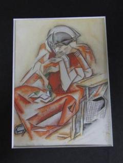 藤田嗣治、「La Cartomancienne」、希少画集の額装画、人気作品 藤田嗣治、「La Cartomancienne」、希少画集の額装画、人気作品