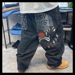 MONEY TALKS 極太バギー　ヒップホップ　ピエロ　デニムパンツ
