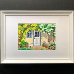 透明水彩画　原画　「ローズハウス０８」額縁付　SMサイズ 透明水彩画 原画 「ローズハウス07」額縁付 2Lサイズ - メルカリ