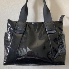 アナスイ　ナイロン　バッグ　ハンドバッグ　黒　　刺繍ロゴ　バタフライ　大容量