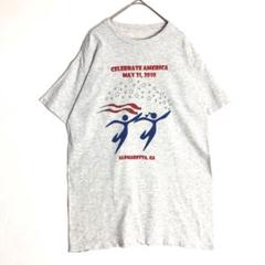 3525　アメリカ　半袖　Tシャツ　ビッグプリント　グレー