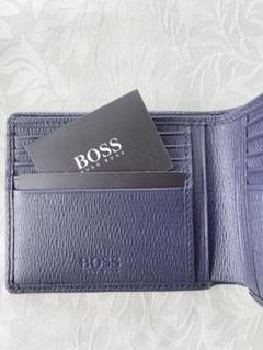hugobossブルー 二つ折り財布 ボス 札入れ⭐︎未使用品 BOSS（HUGO BOSS） 【BOSS】ボス 二つ折り財布 レザー 革 財布
