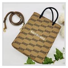 バレンシアガ ショッピングバッグ　ラージ ショルダー ブラウン レザー