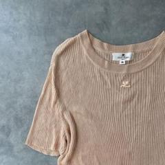 クレージュ　ロゴ　半袖　ニット　シルク100 古着　　オレンジベージュ