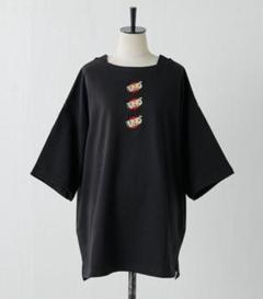 可愛い！ear PAPILLONNER 完売フリル Tシャツ 黒 美品 袖メロウカットソー【SUM1 STYLE(スミスタイル)】（Tシャツ