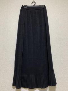 レディーススカート　ブラックプリーツロングスカート